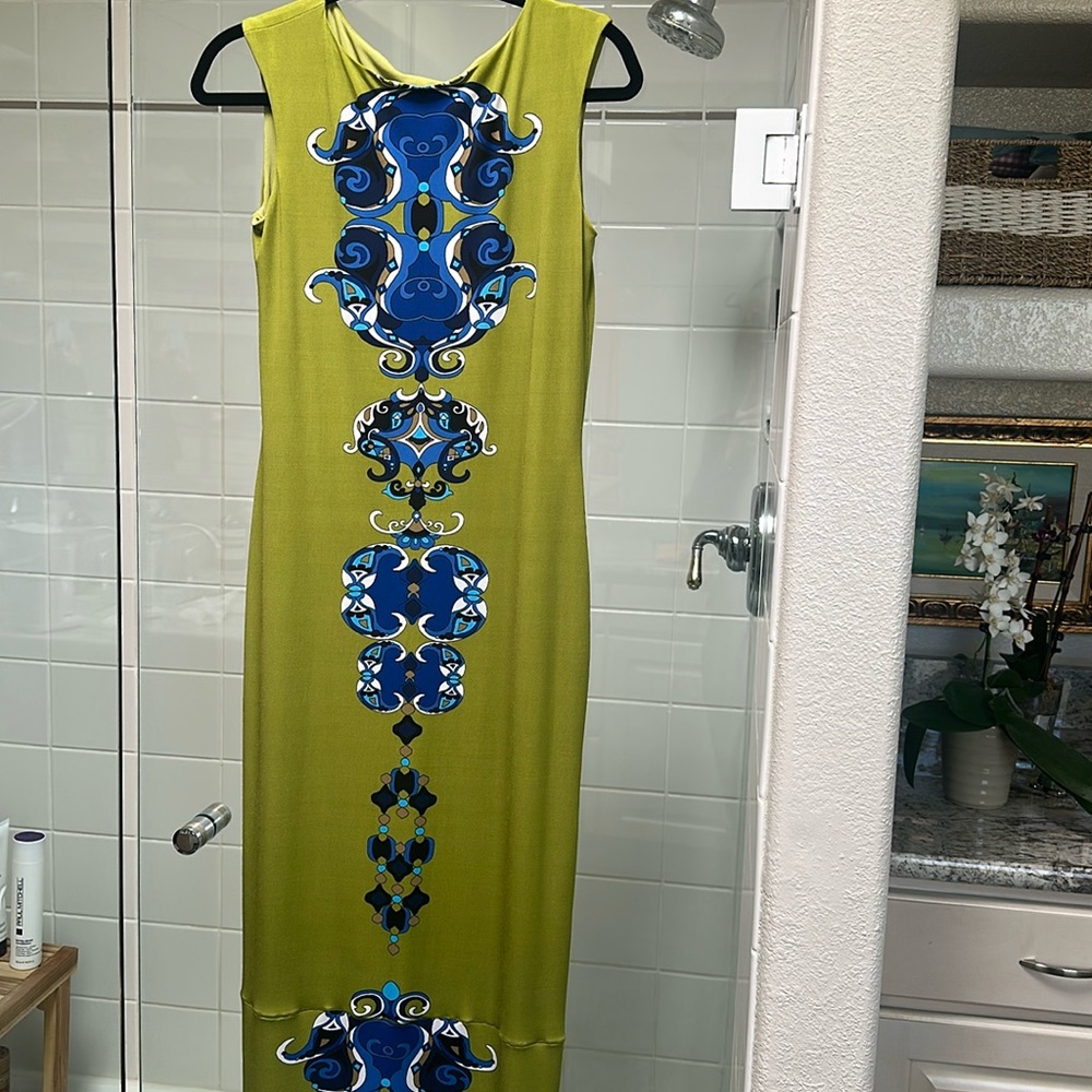 Eva Varro Reversible Stretch Scoop Neck Abstract Art Sleeveless Maxi Dress